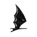 Schwarze Fledermausflügel-Haarklammer für Halloween, glänzendes Teufel-Leder-Accessoire - Einzelne Haarnadel / 1 Stück / Glänzendes Schwarz