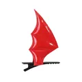 Rote glänzende Fledermausflügel Teufel Haarklammer für Halloween Party Kostümzubehör - Einzelne Haarnadel / 1 Stück / Metallic-Rot