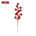 Decorative 12-head sparkling red glitter berry stem for Christmas holiday home decor - Heads/Pack / Red