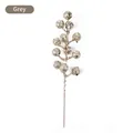 Glitter 12-head artificial berry branch Christmas home decor accessory in grey color - Heads/Pack / Gray