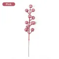 Decorative twelve-head pink glitter berry pick for Christmas home and festive party decoration - Heads/Pack / Pink