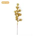 Sparkling golden Christmas berry decorative stem with 12 glittery balls on stiff wire - Heads/Pack / Gold