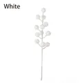 Decorative artificial 12-head white glitter berry stem for Christmas holiday decor - Heads/Pack / White