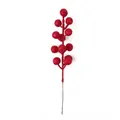 Artificial 12-head bright red glitter berry stem for festive Christmas home decorations - Heads/Pack / Bright Red