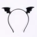 Schwarzes Halloween Fledermausflügel Stirnband aus Kunstleder für Party-Haarstyling - Stirnband / Schwarz