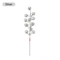 Artificial 12-head silver glitter berry stem for Christmas decoration - Heads/Pack / Silver