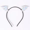 Halloween-Fledermausflügel-Haarreif mit irisierendem Hologramm-Finish für Cosplay-Party - Stirnband / Silber