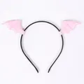 Halloween Haarreif mit rosa Teufelsflügeln aus Leder für Party Kostüm Accessoires - Stirnband / Rosa