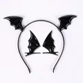 Halloween Fledermausflügel Stirnband und Haarspangen Set aus schwarzem Kunstleder - Sets / Klammer und Stirnband Set / Schwarz