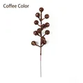 Artificial 12-head glittery berry branch for Christmas tree decoration in coffee brown. - Heads/Pack / Coffee