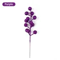 Decorative purple glitter berry stem with 12 heads for Christmas and home floral decor - Heads/Pack / Purple