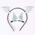 Halloween-Set mit holografischem Fledermausflügel-Stirnband und Haarspangen für Party - Sets / Klammer und Stirnband Set / Silber