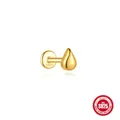 Elegant S925 sterling silver gold plated teardrop screw back labret stud earring for women - Single Teardrop Style / Gold