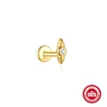 Elegant gold-plated S925 sterling silver labret stud with a sparkling central crystal - Single Rhombus Cross Style / Gold