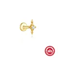 Elegant S925 gold-plated sterling silver star stud earring with a sparkling center crystal - Single Star Style / Gold