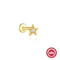 Elegant S925 sterling silver gold plated star stud earring featuring a central cubic zirconia - Single Star Style / Gold