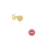 Gold-plated S925 sterling silver eight-pointed star labret piercing stud with CZ inlay - Single Eight-pointed Star Style / Gold