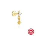 Elegant gold-plated S925 sterling silver star and rhombus zircon ear piercing stud earring - Single Star Rhombus Pendant Style / Gold