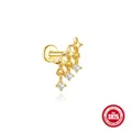 Elegant gold S925 sterling silver star cartilage stud featuring dangling diamond charms - Single Eight-pointed Star Tassel Style / Gold