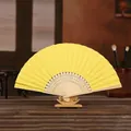 6-inch bright yellow blank paper folding fan for children's DIY painting and craft projects - Yellow