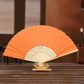 6-inch bright orange plain folding fan for DIY painting and kids' craft - Orange Red