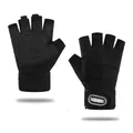 Black half-finger fitness gloves for gym training and weightlifting with anti-slip grip - M / Smiley Style / Black