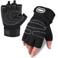 Breathable half-finger fitness gloves with non-slip palm and adjustable wrist support strap - M / Smiley Style / White