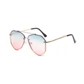 Vintage aviator sunglasses with gradient blue and pink lenses and gold metal frame - Blue Pink