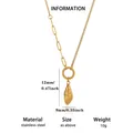 Collana con ciondolo a conchiglia in acciaio inossidabile dorato per estate - Ciondolo a Conchiglia Realista (N08476) / Oro 18K