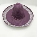 Détail de la texture tissée à la main et du motif zigzag blanc sur le chapeau violet - L (58-60cm) / Violet