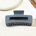 Grande pince à cheveux mate gris-bleu avec un design creux rectangulaire pour la coiffure - 10.5cm Carré - Gris Bleu Mat #4