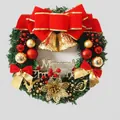 Classic Christmas wreath featuring a large red bow, golden bells, and festive ornaments - 30cm / Style 1