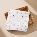 Premium soft 6-layer cotton gauze baby washcloth with cute poodle and apple pattern - Apple