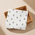 Soft 6-layer pure cotton gauze baby washcloth featuring cute penguin and lemon prints - Lemon Penguin
