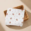 Soft 6-layer cotton baby muslin washcloth with cute strawberry and rabbit print - Strawberry Rabbit