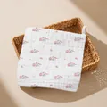 Soft 6-layer cotton gauze baby square washcloth featuring cute bunny and peach prints - Peach Bunny