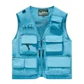 Light blue multi-pocket outdoor tactical fishing vest with breathable mesh lining - 7XL / Tops / Sky Blue (FJ-LM8898)