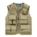 High-performance khaki multi-pocket outdoor functional vest for men with breathable mesh lining - 7XL / Tops / Khaki