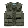Men's dark green multi-pocket outdoor utility vest for fishing and photography gear - 7XL / Tops / Army Green