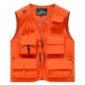 Vibrant orange outdoor mountain style multi-pocket utility vest for men and hiking - 7XL / Tops / Orange