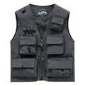 Dark grey outdoor functional multi-pocket tactical vest for fishing and photography - 7XL / Tops / Gray