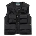 Men's black multi-pocket tactical outdoor utility vest for fishing and photography - 7XL / Tops / Black