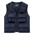 Navy blue outdoor utility vest with multiple functional pockets for hiking and fishing - 7XL / Tops / Navy Blue
