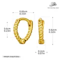 925 sterling silver twisted rope hoop earrings with gold plating dimensions detail - Inner Diameter 6mm / Gold Plated