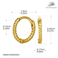 High-quality S925 sterling silver gold plated rope hoop earrings with dimensions - Inner Diameter 8mm / Gold Plated