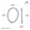 S925 sterling silver twisted rope hoop earrings with detailed size and weight specifications - Inner Diameter 12mm / Platinum Plated