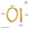 Gold plated 925 sterling silver twisted rope hoop earrings with dimensions - Inner Diameter 10mm / Gold Plated