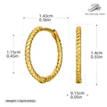Gold-plated S925 sterling silver twisted rope hoop earring with precise dimension markings - Inner Diameter 12mm / Gold Plated