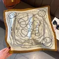 Pañuelo cuadrado de seda sintética de 70 cm con elegante estampado de cadenas - Estilo 1 / 70*70cm