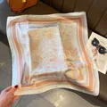 Elegante pañuelo cuadrado de seda de 70 cm con estampado de paisaje melocotón - Estilo 6 / 70*70cm